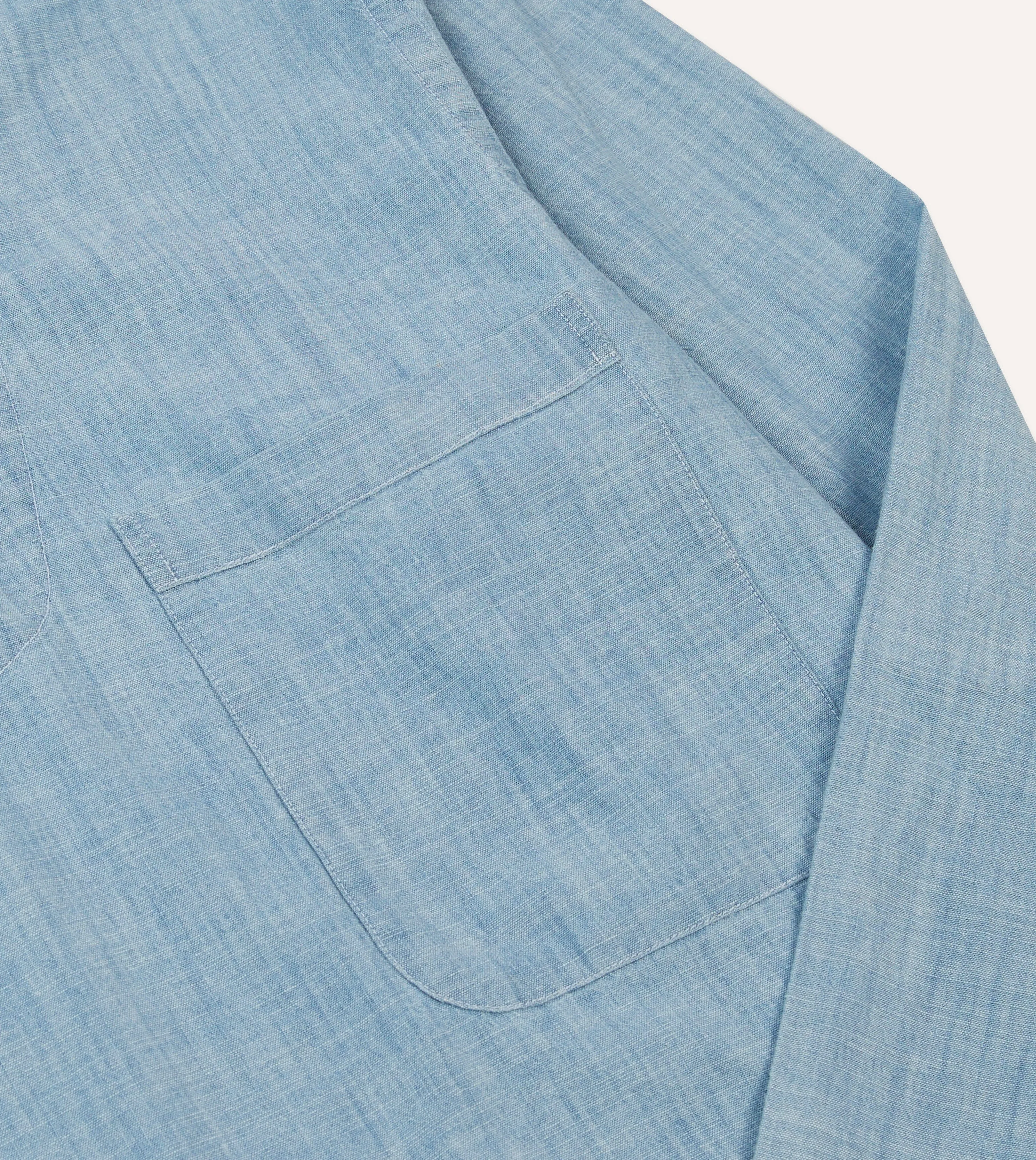 Blue Chambray Smock Hooded Neckline Year-Round Favorite