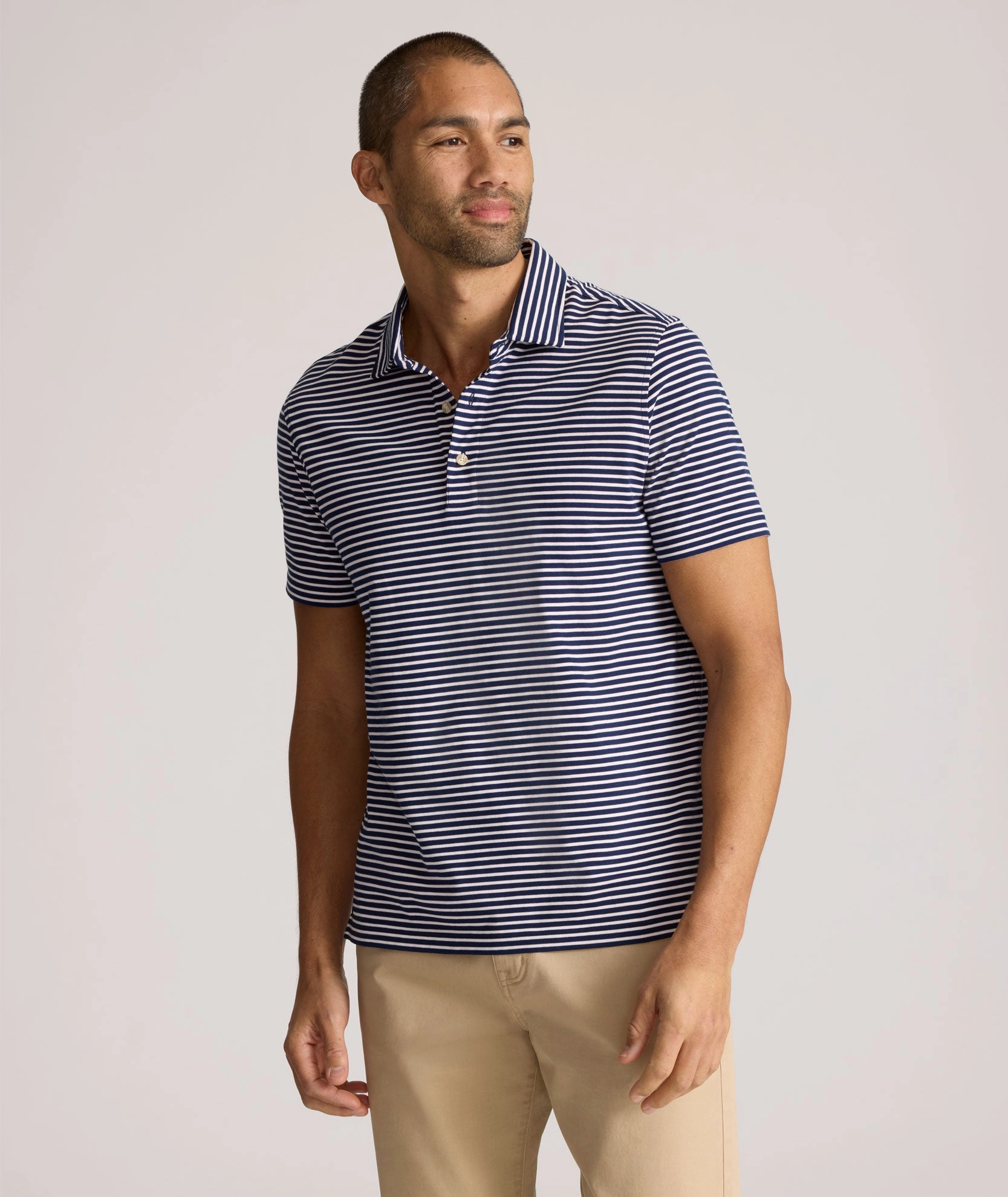 Cozy Comfort Striped Jersey Performance Polo