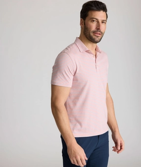 Striped Jersey Performance Polo GarmentWashed Texture Seamless Side Panels