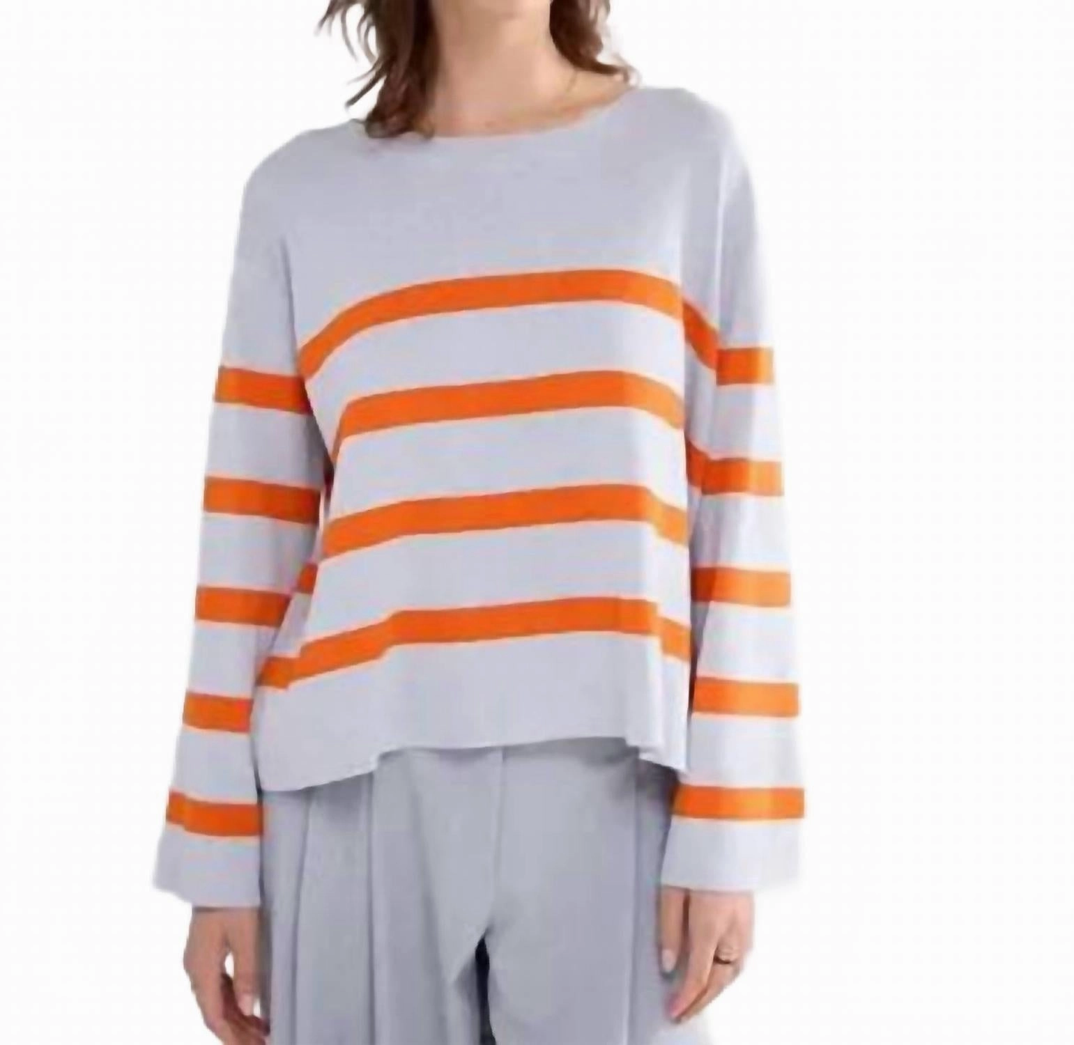 Striped Viscose Blend Sweater In Mist Chilly Layer