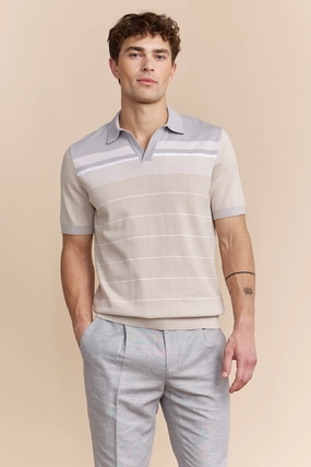 Stripes blocking knitted polo Sleek Fit Modern Comfort