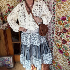 Spring Fling Skirt In Natural Multi Anti Static Lining Cool Details