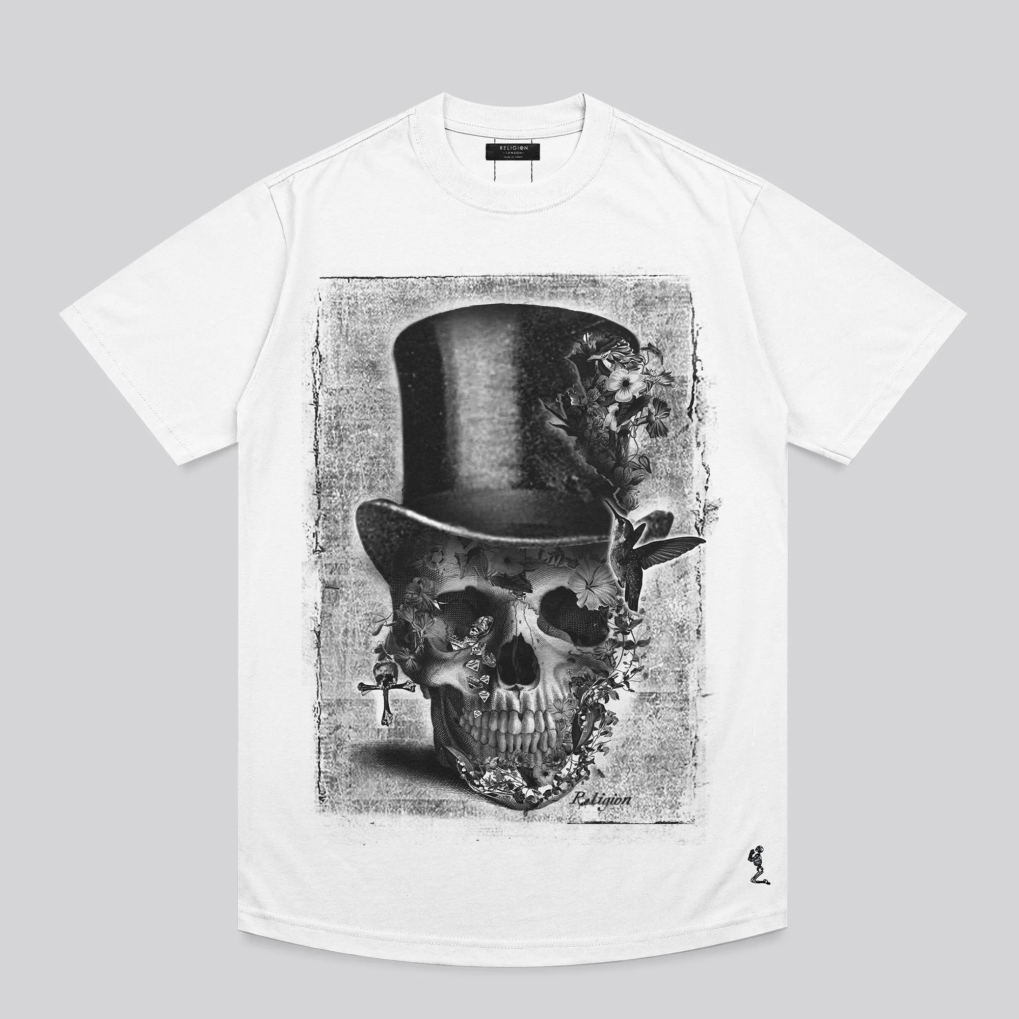 Classic Style certified TOP HAT CURVED HEM T-SHIRT WHITE