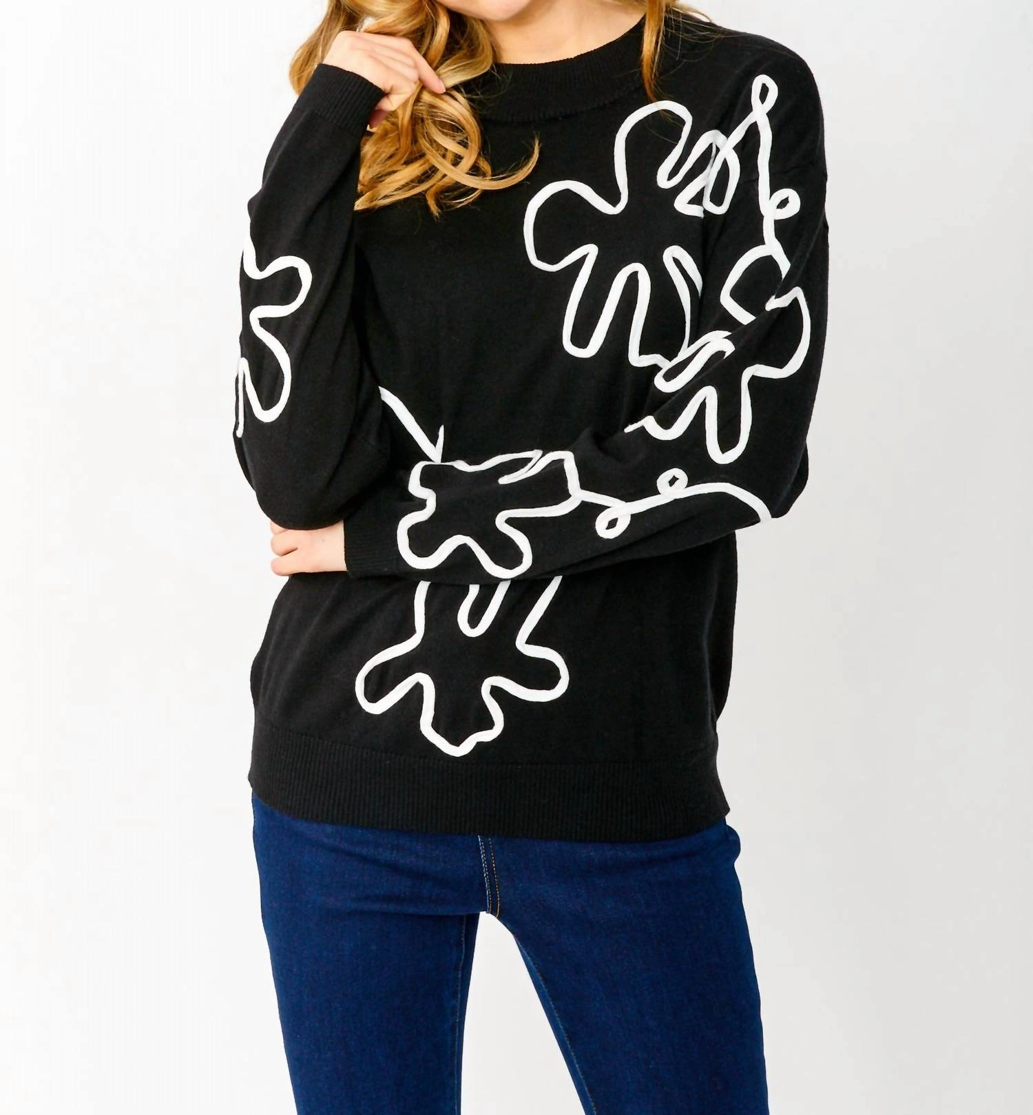 Abstract Knit Sweater In Black/white Recycled Yarn Seasonal Fashion