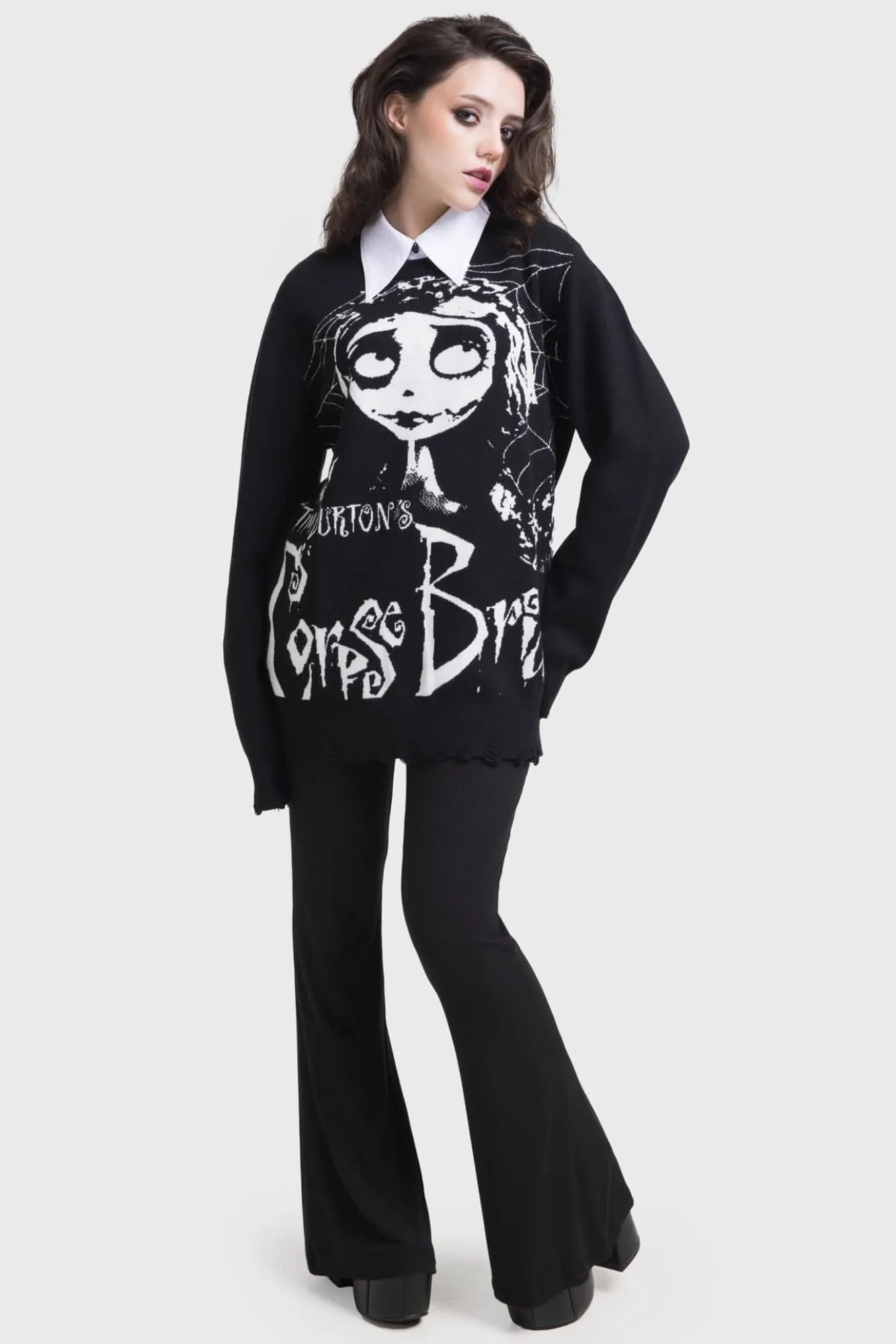 Flexible Layer Corpse Bride Distressed Sweater