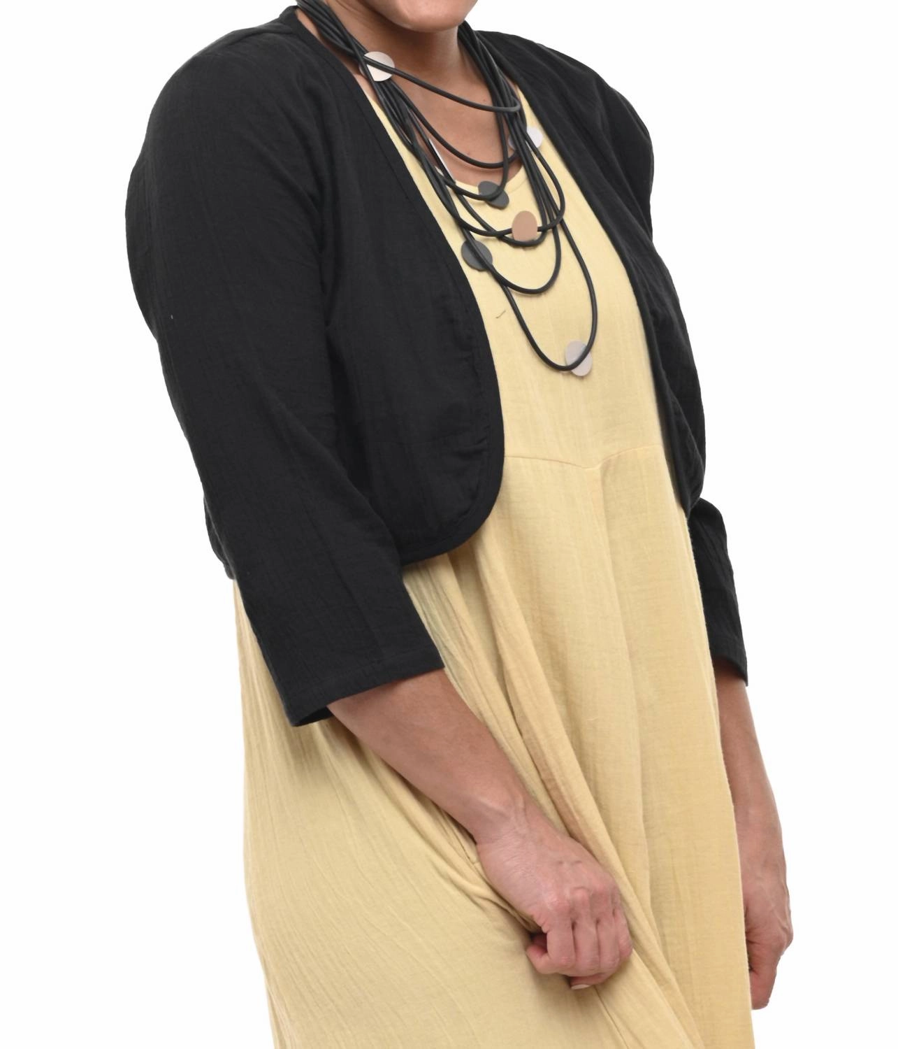 Effortless Comfort Wear Cropped Shrug In Black