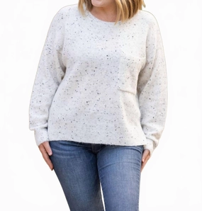 High Twist Yarn Structure Layering Piece Sara Speckled Sweater In White/black