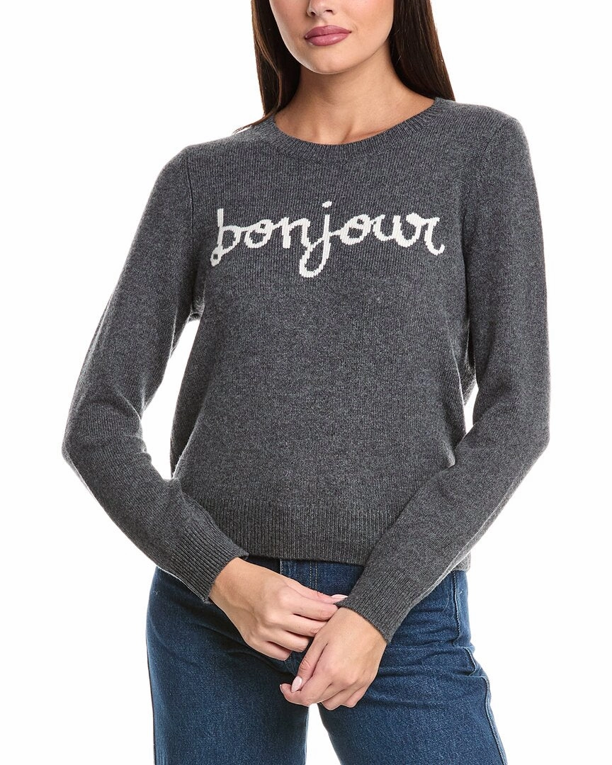 CINQ A SEPT BONJOUR GRAPHIC CREWNECK SWEATER Unisex style Turtleneck