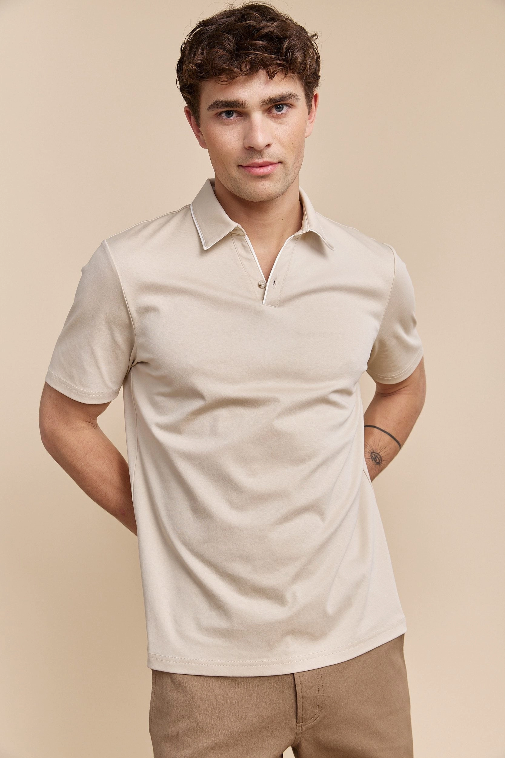 Mercerized cotton henley polo Cool Wear QuickDry Material