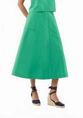 Gemma Circle Skirt In Leaf Nylon Faille Elastic hemline
