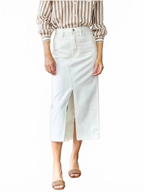 Shin-Grazing Hem Midaxi Skirt In Ecru Soft Motion