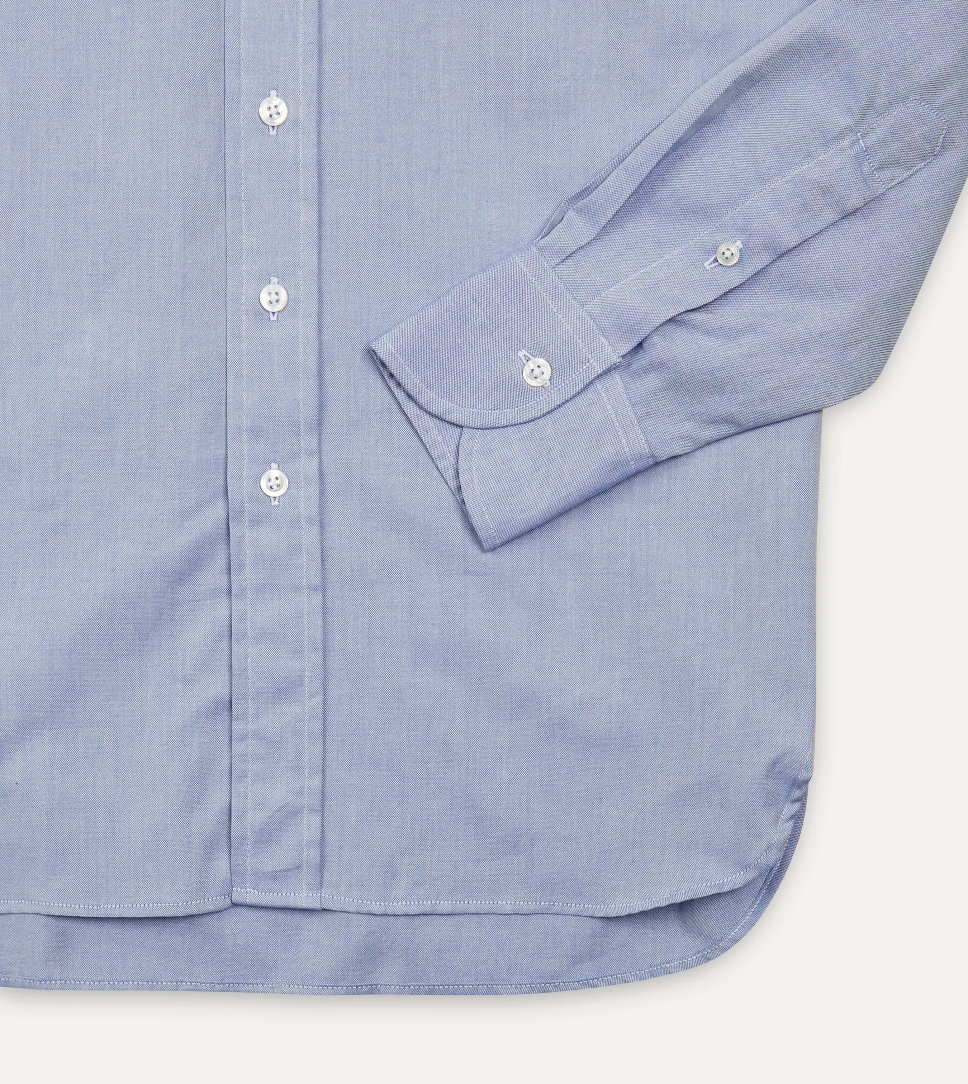 Navy Pinpoint Oxford Cotton Cloth Button-Down Shirt Earthy Hue Reinforced Elbow Patches