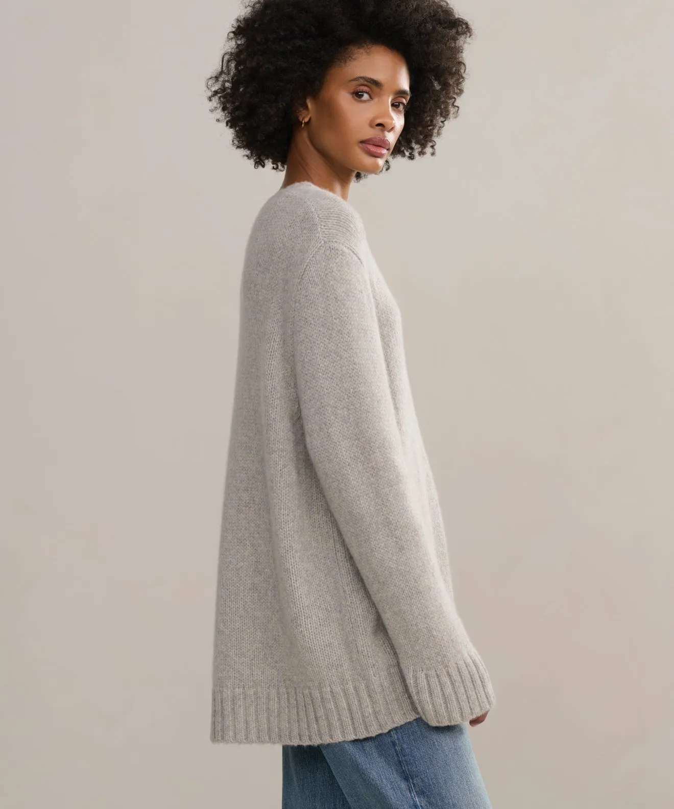 Office Friendly StaticFree Material Cashmere Amelia Crewneck