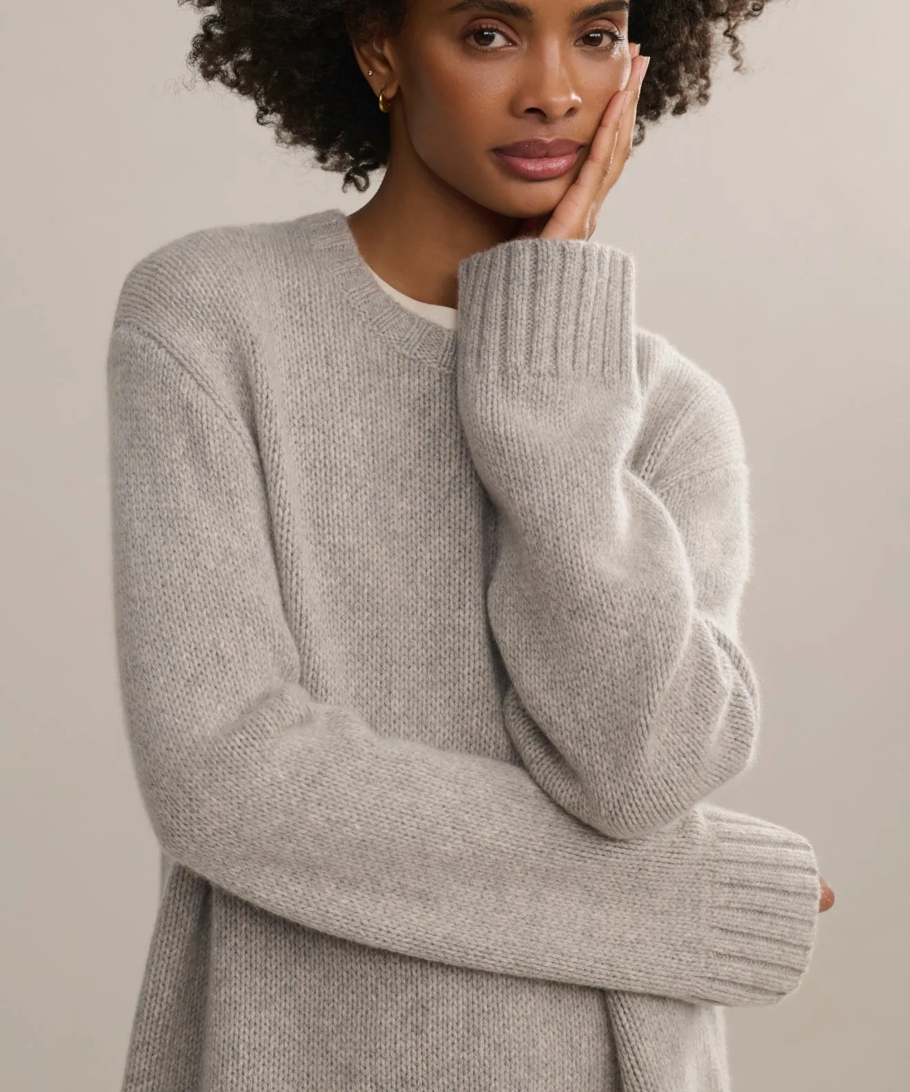 Wrinkle Recovery Fabric Versatile Layer Cashmere Amelia Crewneck
