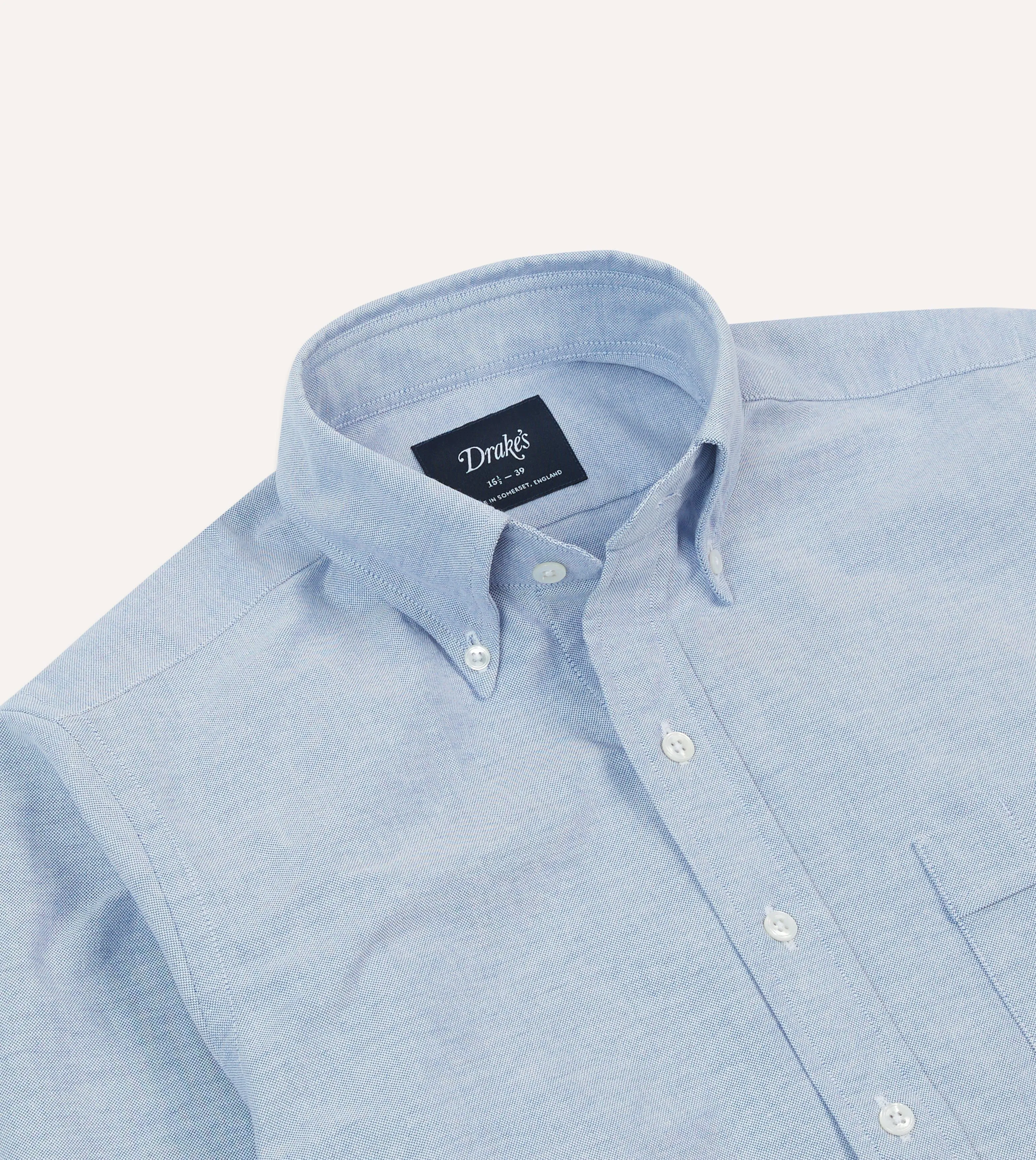 Formal Elegance Mid-Blue Cotton Oxford Cloth Button-Down Shirt