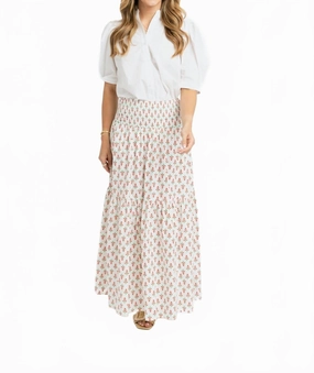 Petite Blossoms Smock Maxi Skirt In Red Minimalist fashion