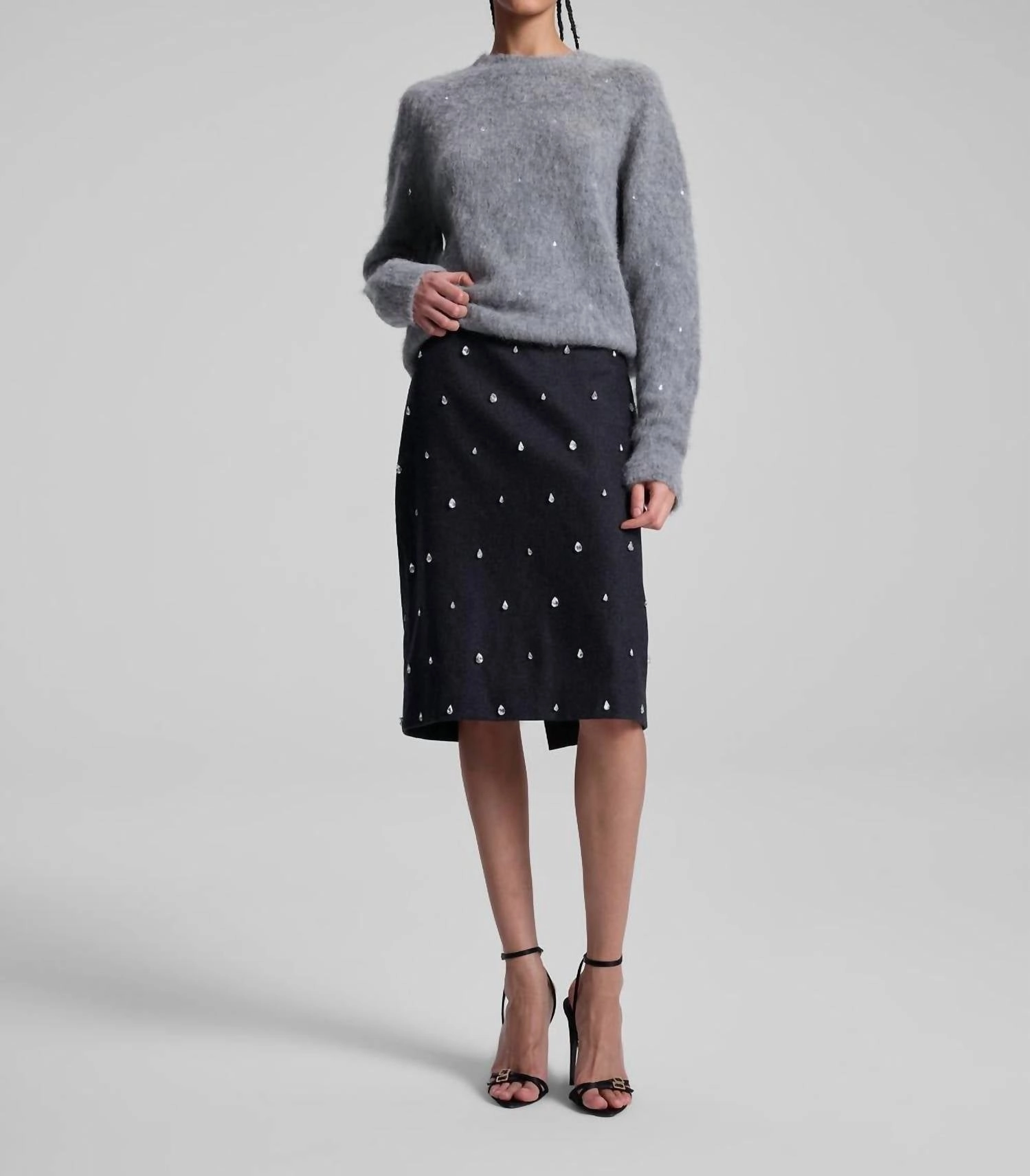 Opal Skirt In Charcoal Wrinkle Resistant