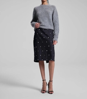 Tapered Cut Waist Defining Opal Skirt In Charcoal