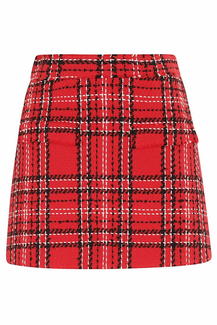Smooth Texture Tartan Pattern Bermuda Shorts