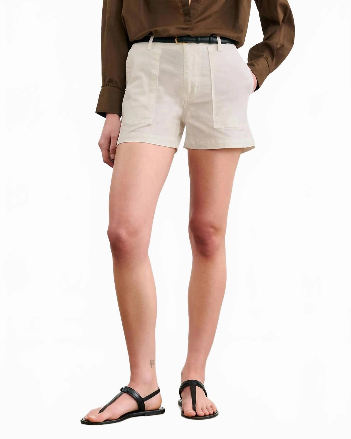 Utility Short In Stone elastic waistband Seamless Integration