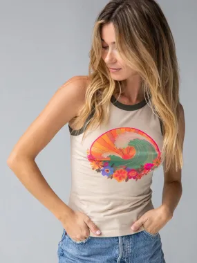 Lightweight Look black friday Ringer Tank Top - Waves
