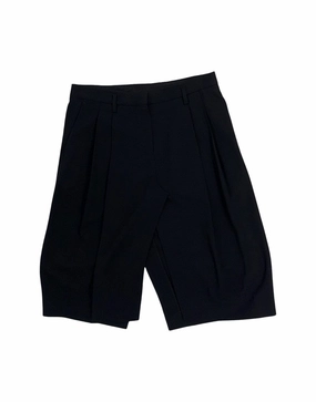 Split Design Bermuda Shorts With Pleated Front Mesh Fabric