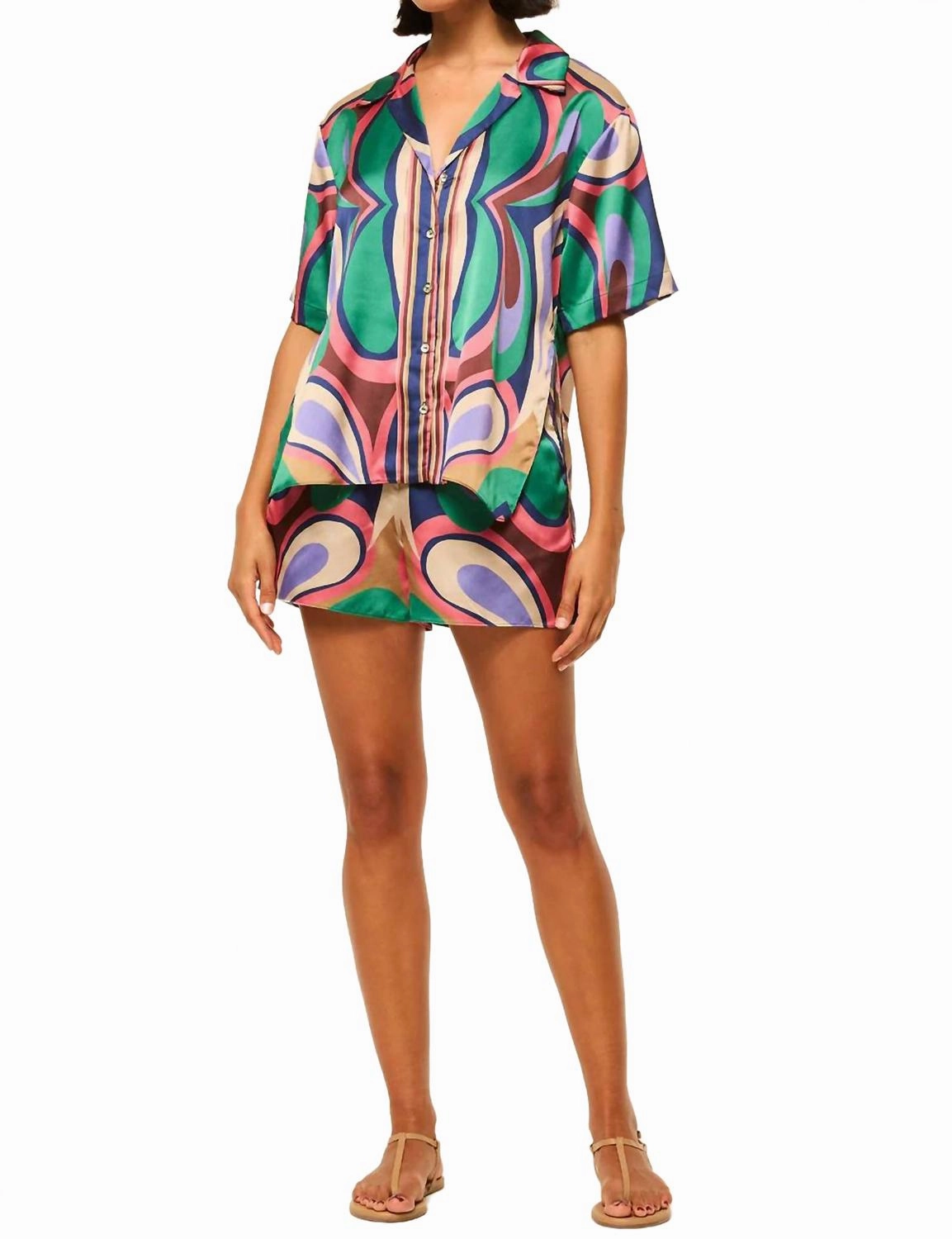 stretchy design Elam Short Butterfly Mirror Allover In Multicolor