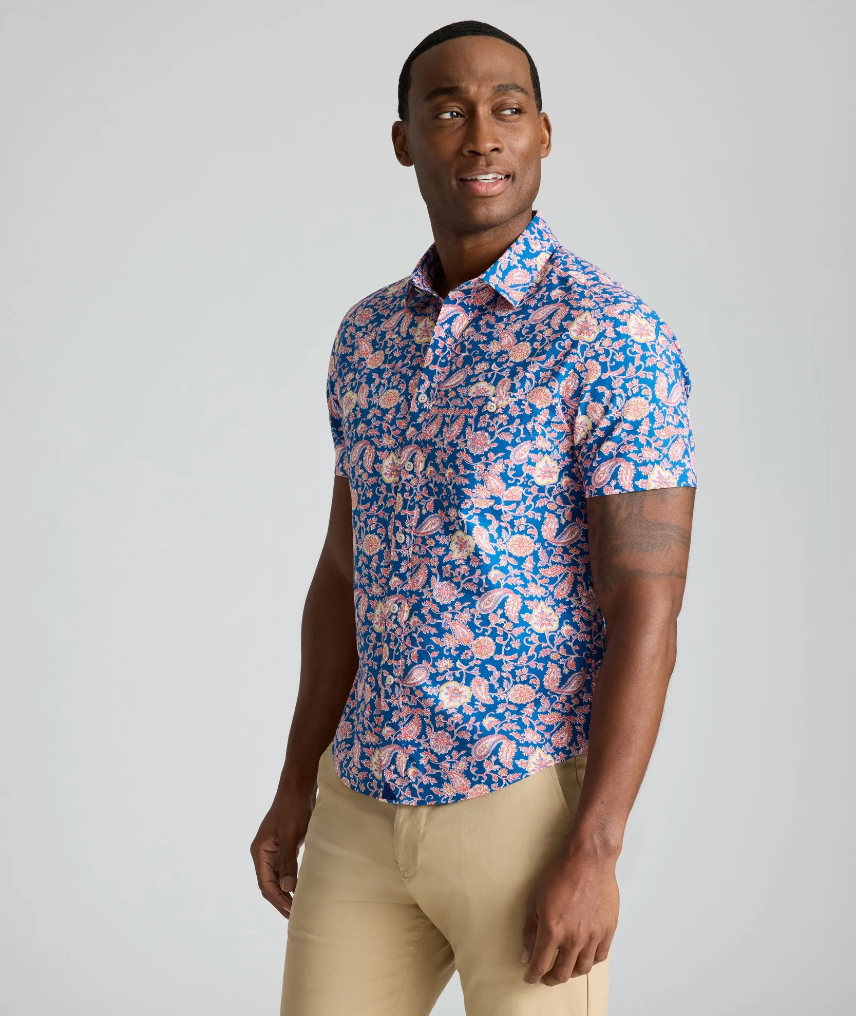 Evening Elegance Date night Summerweight Short-Sleeve Quarry Shirt
