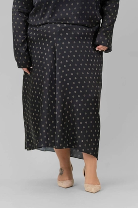 Sun Dot Draped Slip Skirt In Black Sleek Outfit