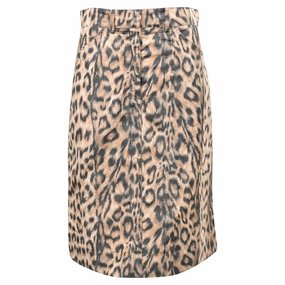 Victoria Beckham Leopard Print Knee-Length Skirt in Brown Polyester Sustainable Fabric