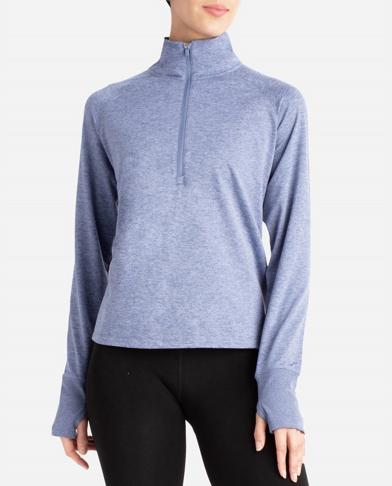 Supersoft Quarter Zip Pullover Sweatshirt In Stonewash Melange Winter Apparel Turtleneck