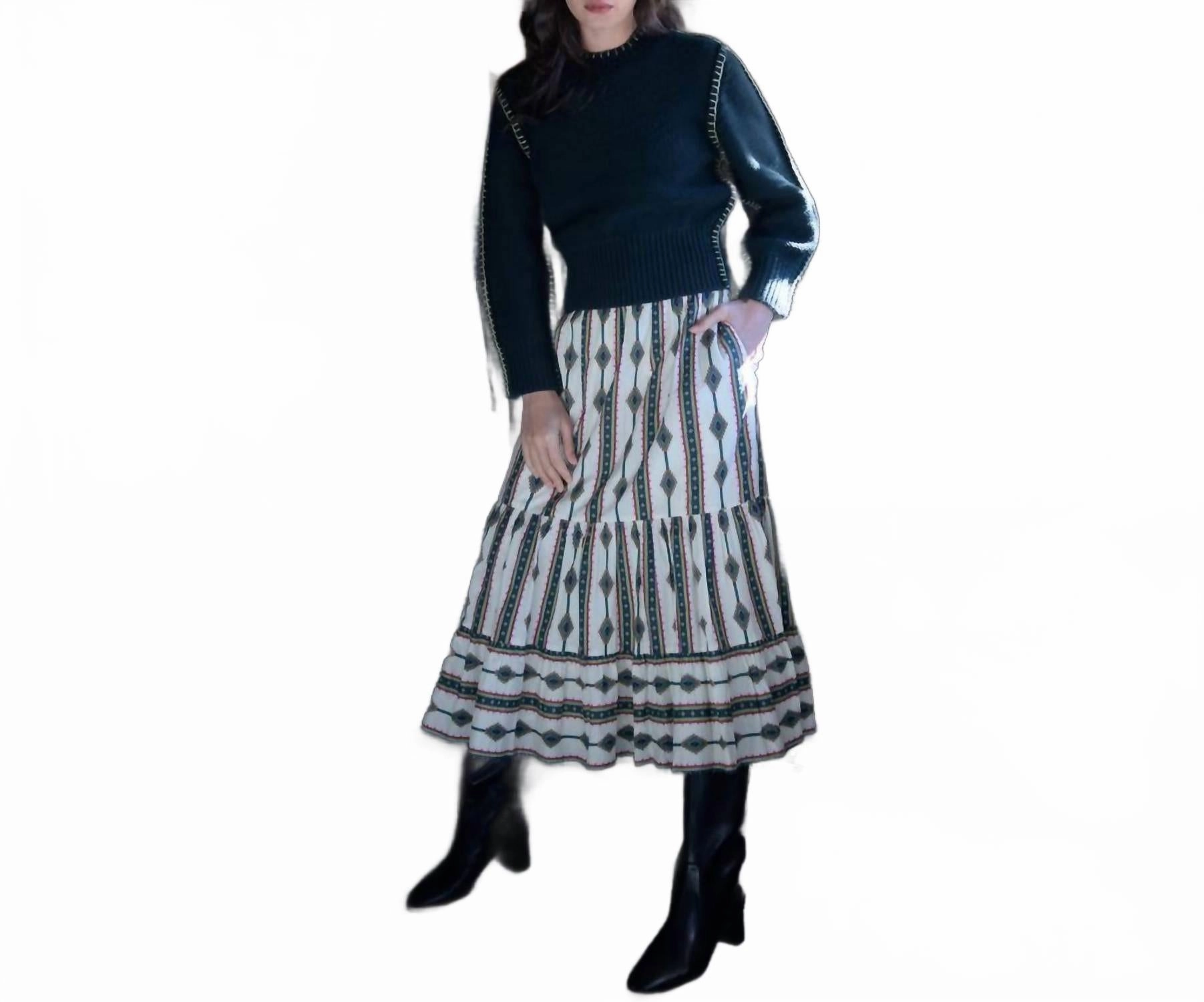 Stylish Finish Surrey Midi Skirt In Apache Stripe