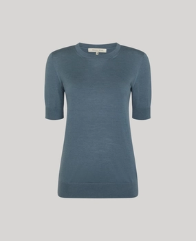 NonIrritating Seams Compact Knit Structure Sascha Short Sleeve Knitted Tee