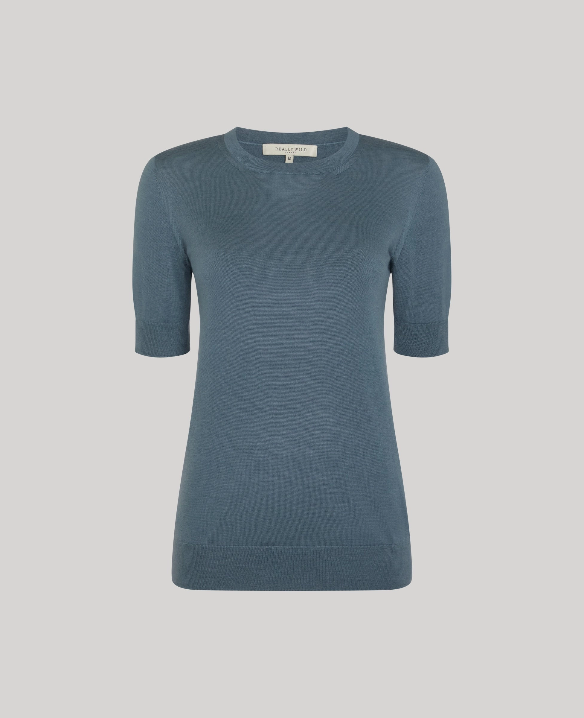 NonIrritating Seams Compact Knit Structure Sascha Short Sleeve Knitted Tee