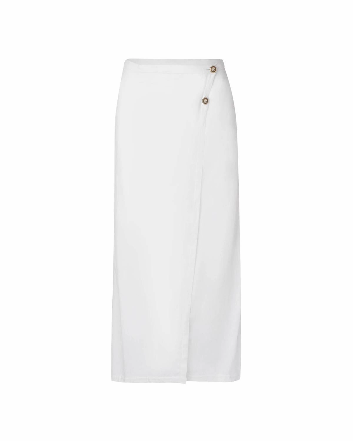 Flowy Drape No Ride Up Women's Scarlet Linen Wrap Skirt In Off-White