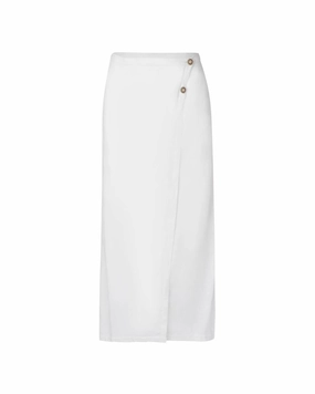Women's Scarlet Linen Wrap Skirt In Off-White Bold Finish