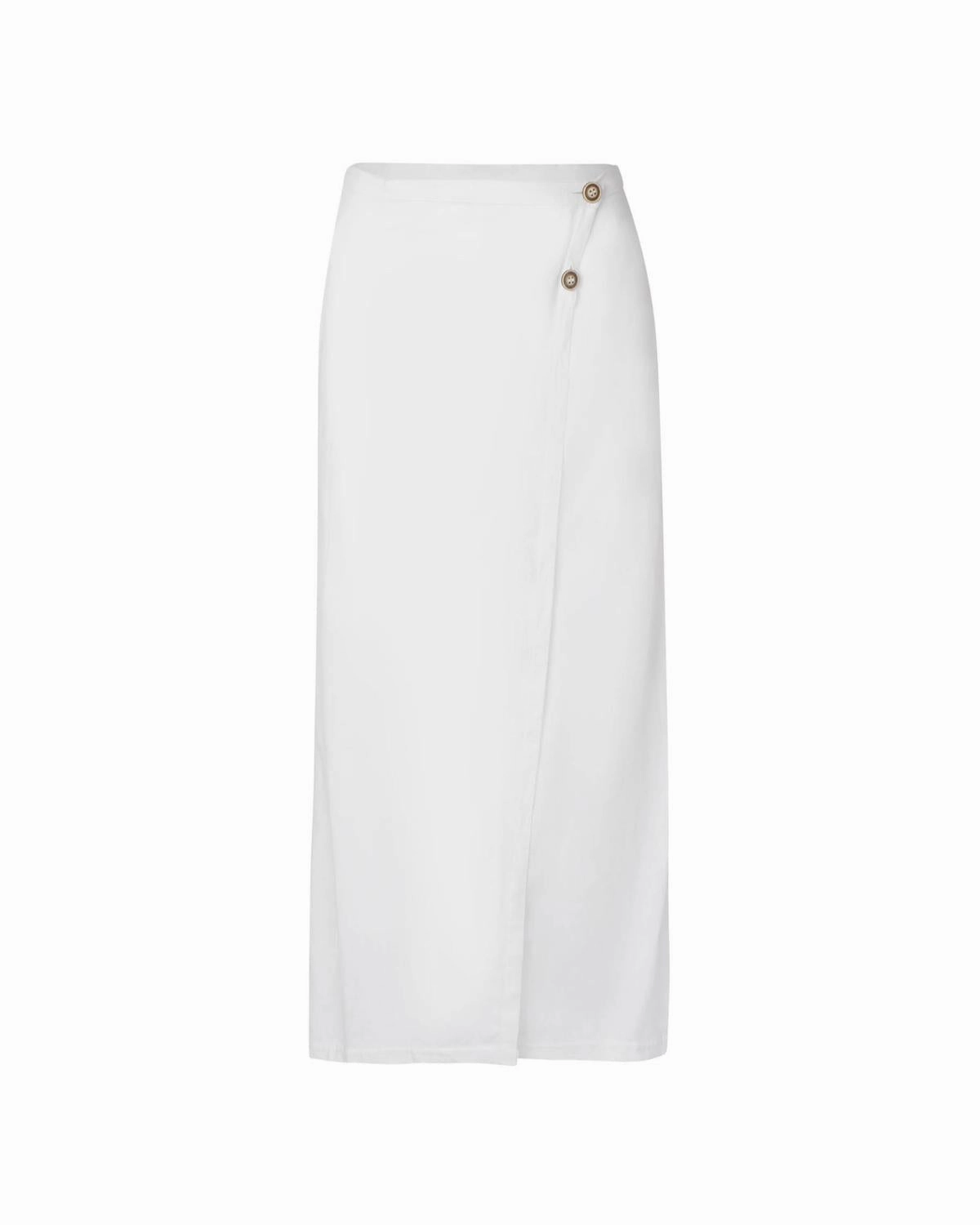 Women's Scarlet Linen Wrap Skirt In Off-White Bold Finish