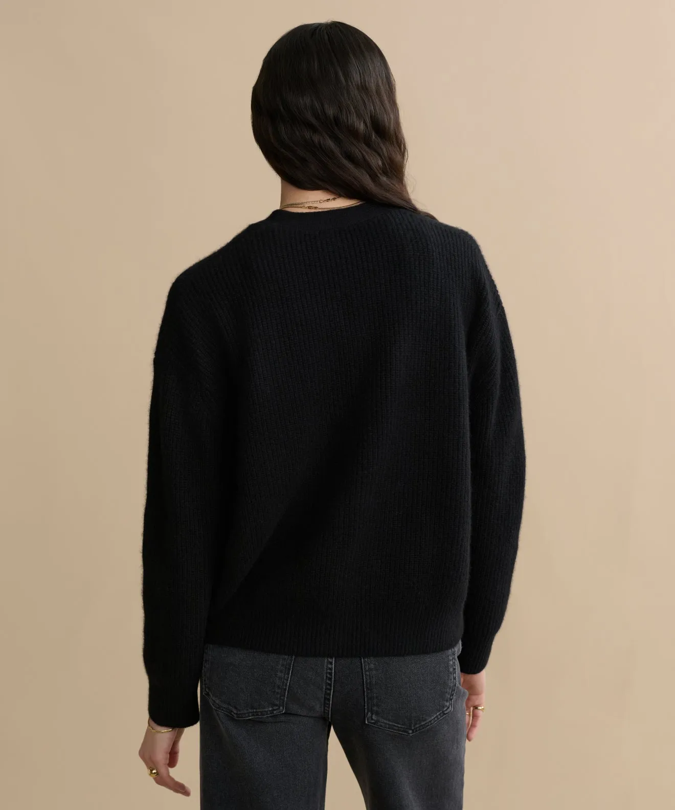 Stylish Comfort Office Trend Cropped Cashmere Cocoon Cardigan