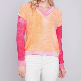 Layering Knit Elora Spring Sweater In Tangerine