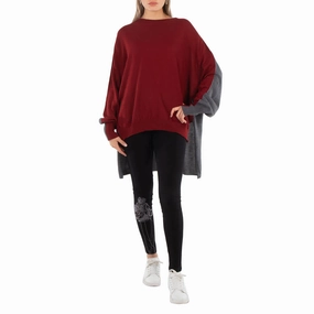 Y'S Two-Tone Wool Blend Fine-Knit Jumper, Brand Size 2 (Small) Trendy Warmth