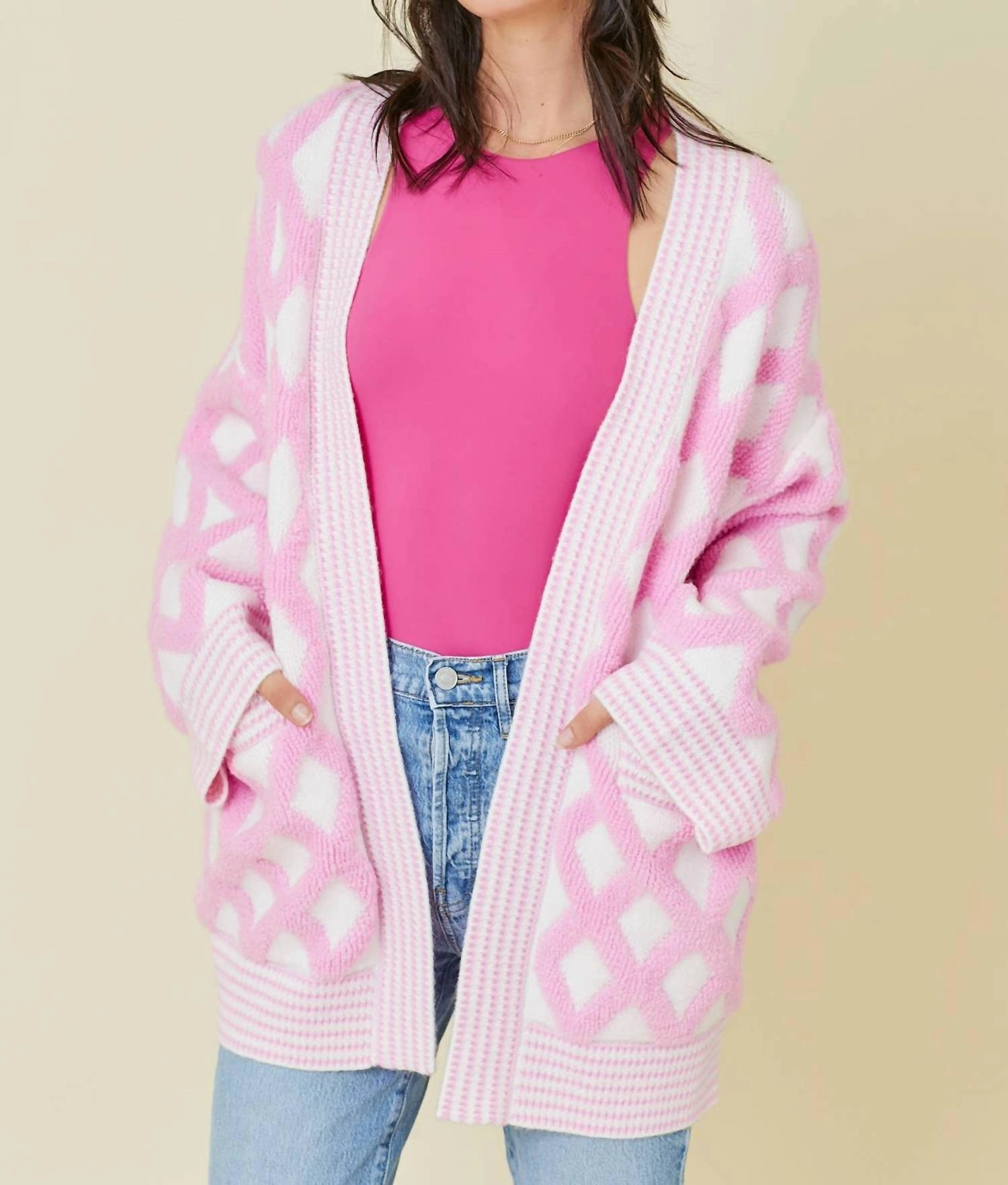 Sweetheart Cardigan In Pink Warm Essentials