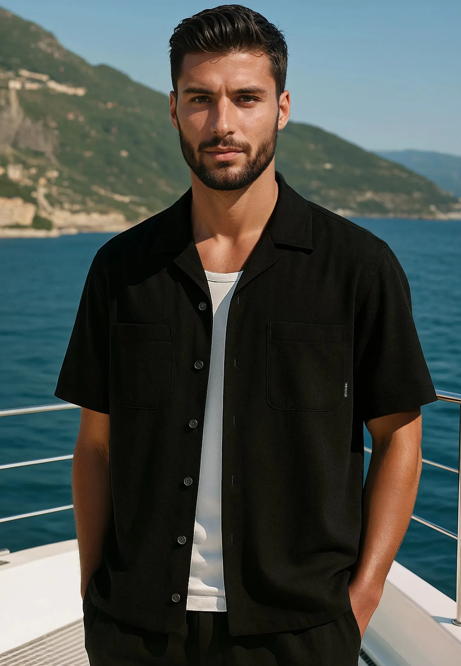 MONACO DOUBLE POCKET HOLIDAY SHIRT MIDNIGHT Low Maintenance