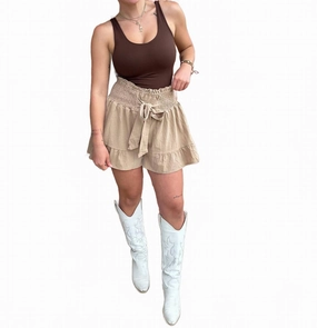 Preppy look High Waist Shorts In Khaki