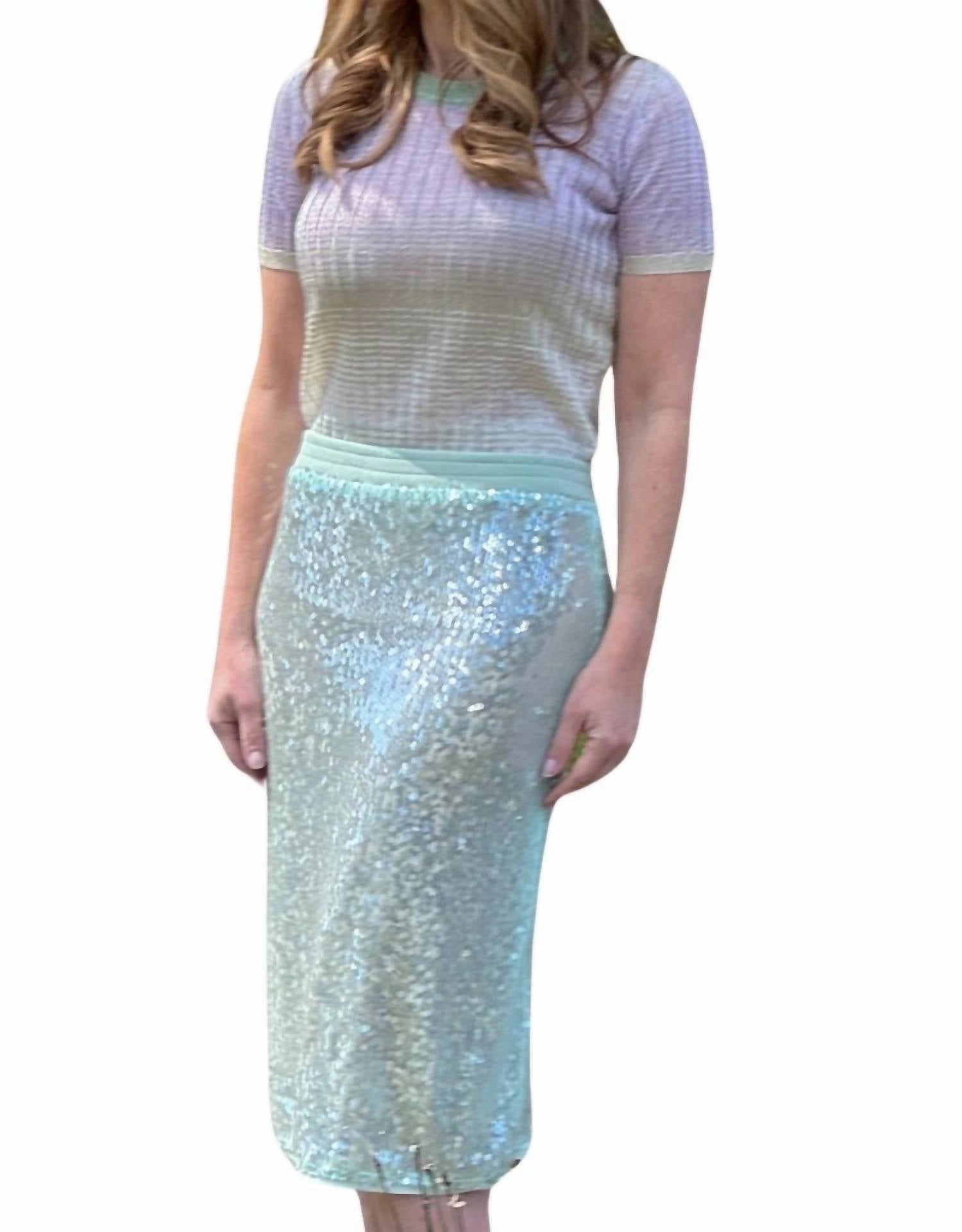 Gonna Paillettes Skirt Menta S24 In Light Blue Day Ready Casual Feel