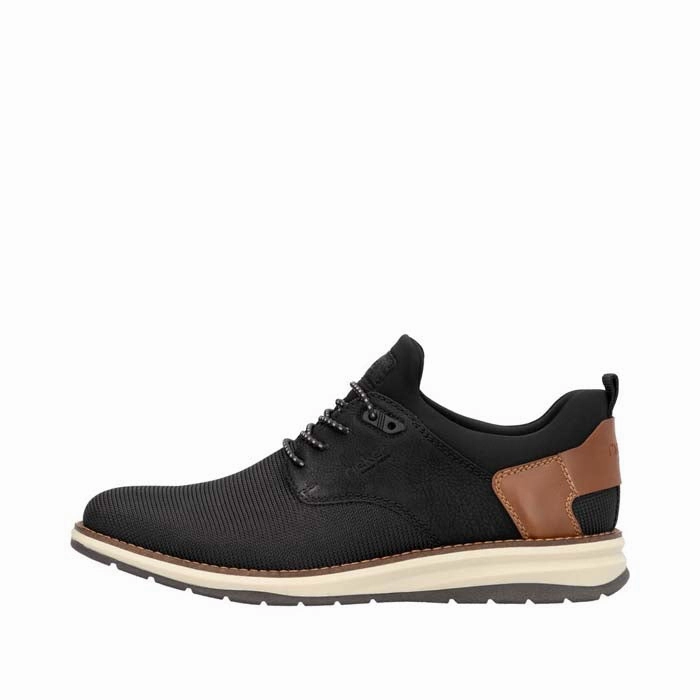 Mens Rieker Dustin 50 in Schwarz/Schwarz/Amaretto Textured Surface Basic Style