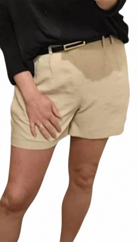 jewelry TemperatureRegulating Tailored Shorts With Belt In Tan