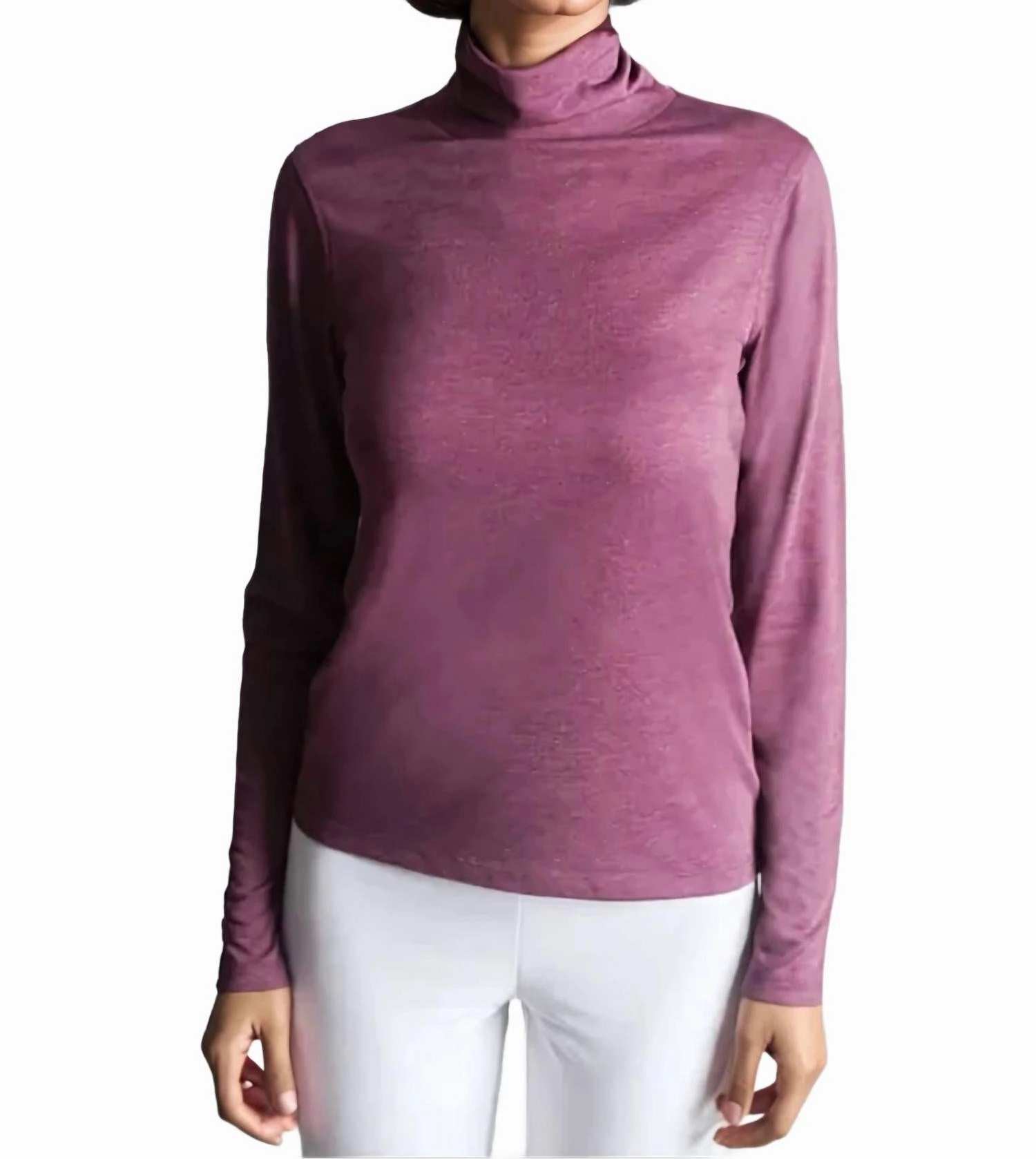 Take-Out Turtleneck Shirt In Wine Quick Dry Material Comfy & Cozy