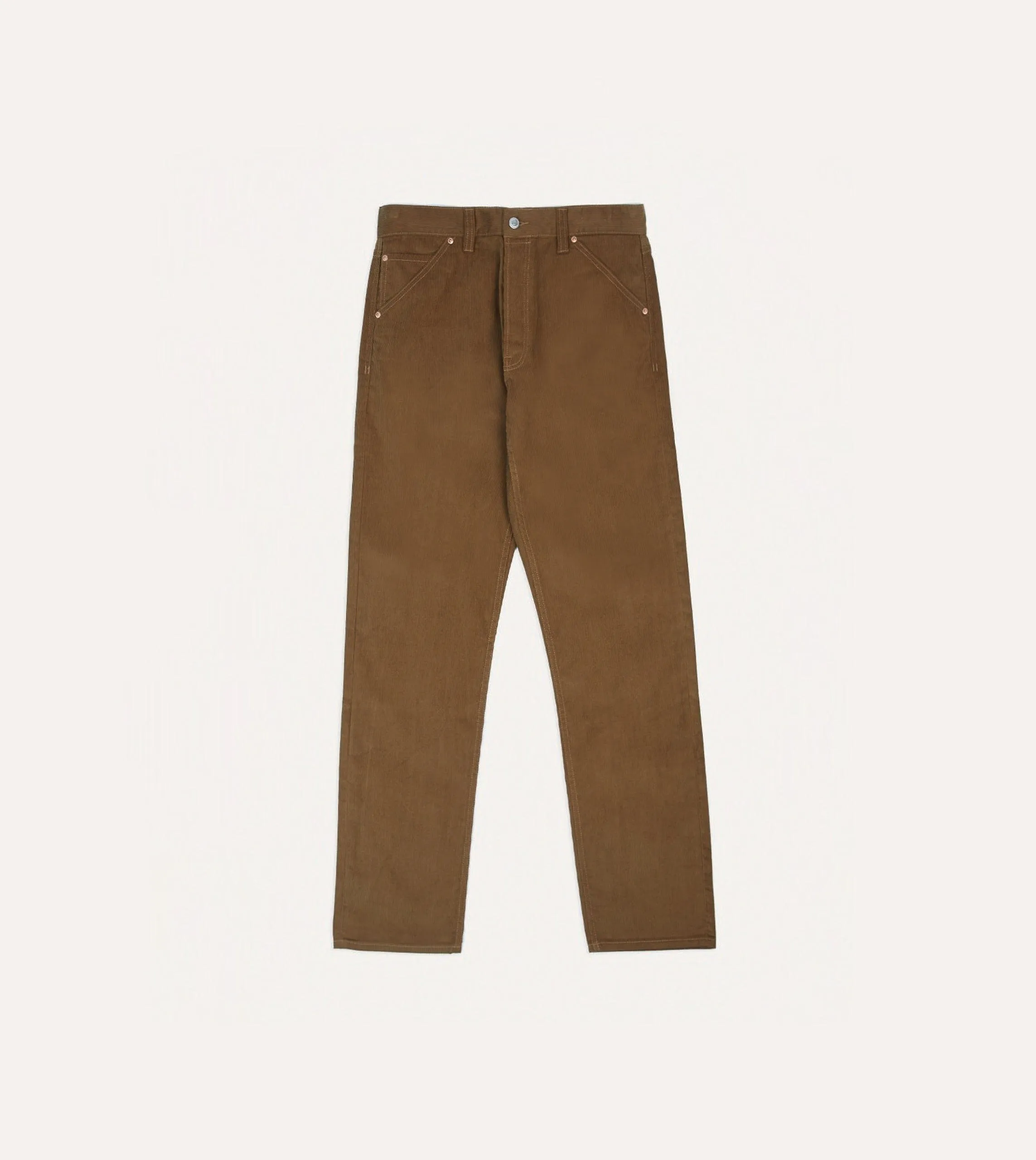Tan Japanese Selvedge Needlecord Five-Pocket Trousers Modern Edge