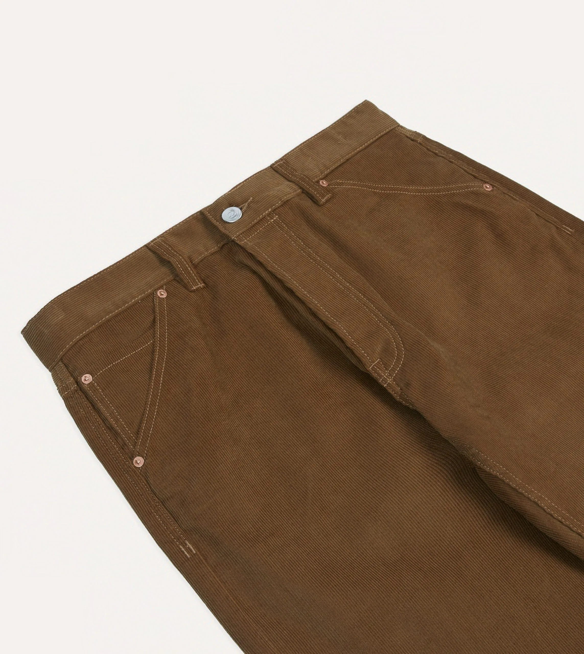 Quick Conversion Hem Neutral Shade Tan Japanese Selvedge Needlecord Five-Pocket Trousers