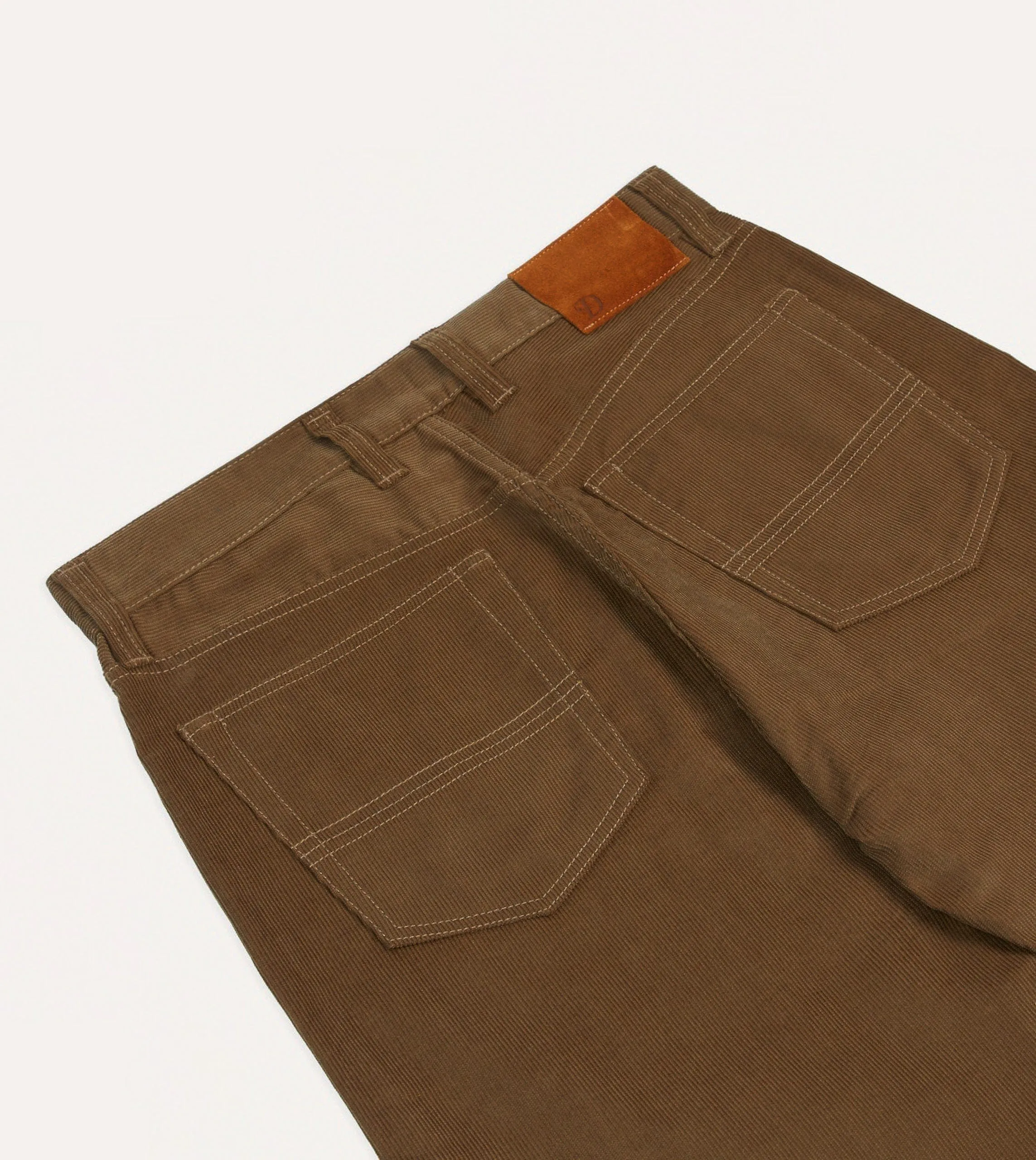 Tan Japanese Selvedge Needlecord Five-Pocket Trousers Quick Access Pockets Comfy Motion